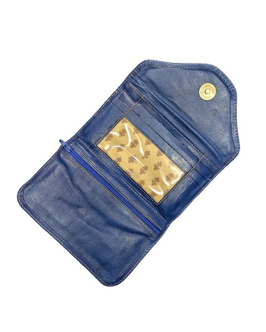 Berber Leather Blue Small Leather Tri-Fold Purse