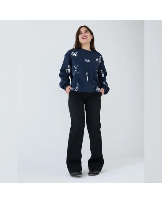 London Atelier Byproduct Blue Premium Heavyweight Jumper With People Embroidery