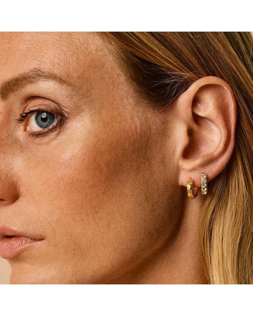 Charlotte's Web Jewellery Metallic Lakshmi Hammered Huggie Hoop Earrings