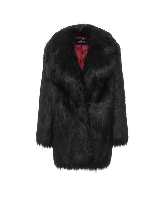 Serotoninn Black Oversized Faux Fur Coat