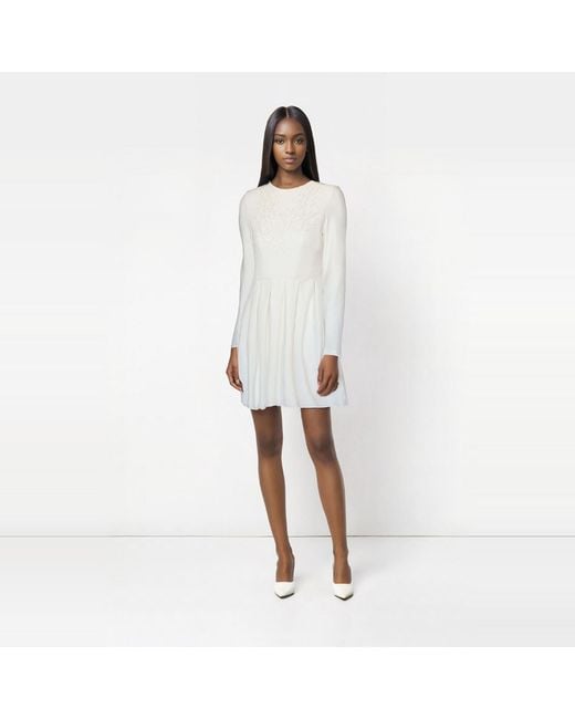 2KStyle White Aurum Pleated Hand-Embroidered Mini Dress