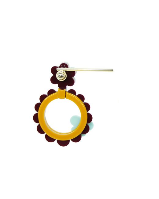 Gissa Bicalho Multicolor Handmade Earring Sunflower Burgundy