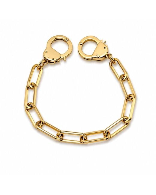 Jagged Halo Jewelry Metallic Love Bond Handcuff Chain Bracelet Stainless Steel Plating