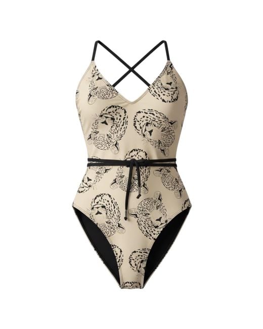 Brasini Swimwear Gray Neutrals Deme Strappy One Piece Swimsuit