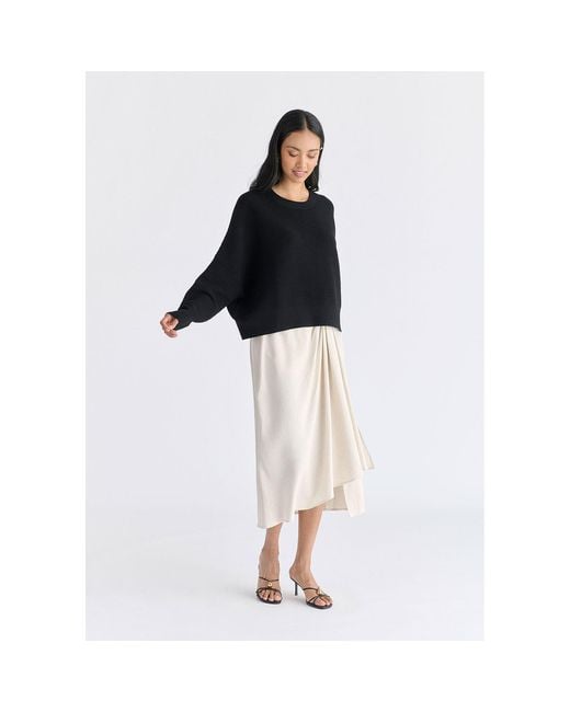 Paisie Black Cropped Ribbed Jumper