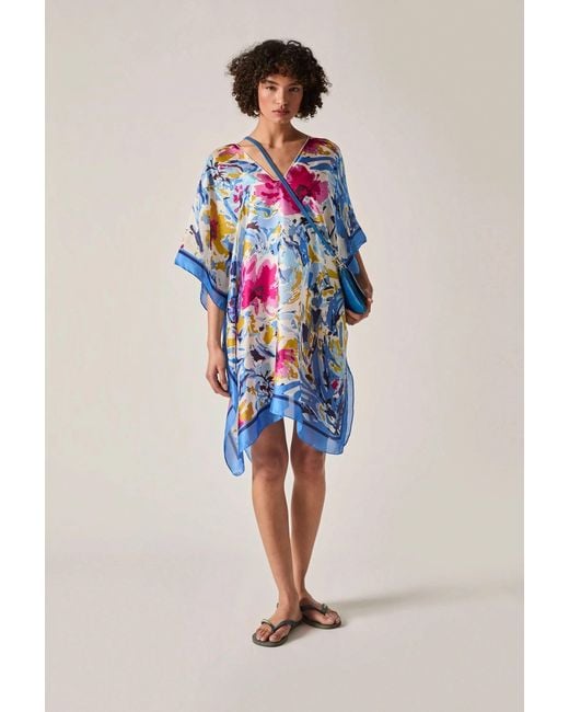 James Lakeland White Floral Mosaic Kaftan