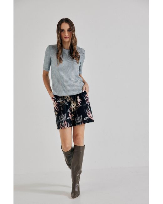 Lindsay Nicholas New York Blue Floral Jersey Short
