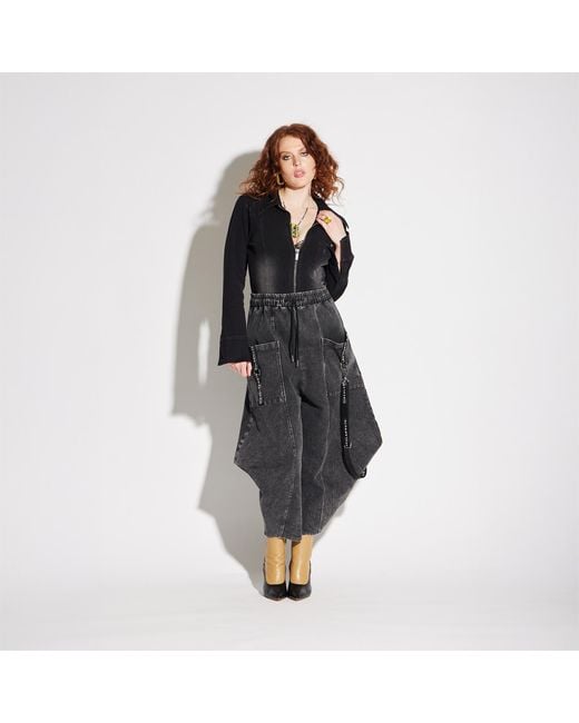 Circular Path Gray Balloon Denim Jeans