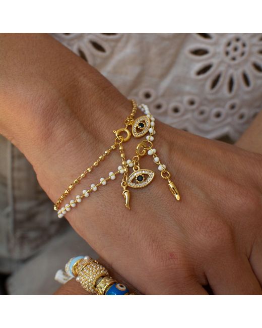 Alexie of Athens Metallic Protection Evil Eye Bead Bracelet