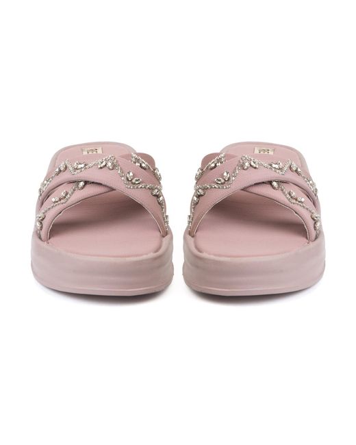 Rettrose Pink The Soraya Luxury Cross Over Embellished Slides