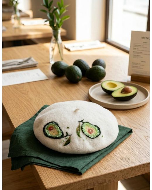 Heartfelt Layers White Avocado Wool Beret