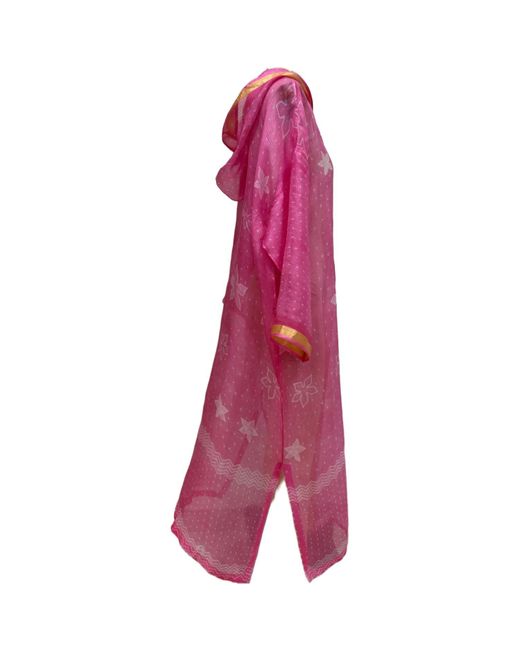 Tiger and the Monkey Pink The Gabriella Handloomed Sheer Silk Shibori Coverup Duster