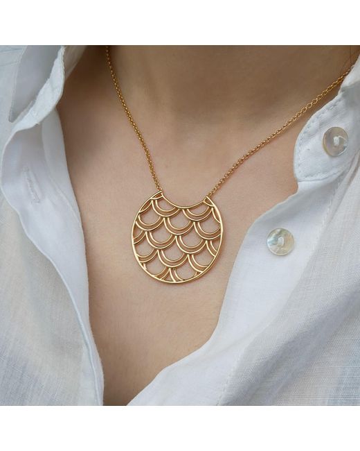 Janus Edinburgh Metallic Sterling Vermeil Tidal Scale Large Circle Necklace