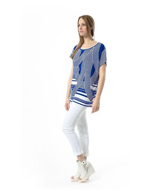 Conquista Blue Striped Jersey Top