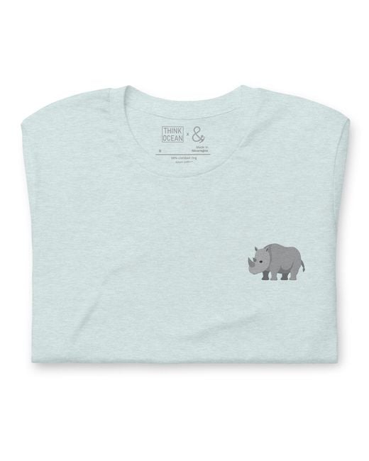 Anchor and Crew Blue Ice Think Ocean Rhino Aspirations Cotton Embroidered T-Shirt