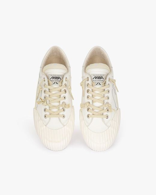 Springa | Unique Vulcanized Sneakers Italian Handmade White Wavy Vitelli Leather Sneakers for men