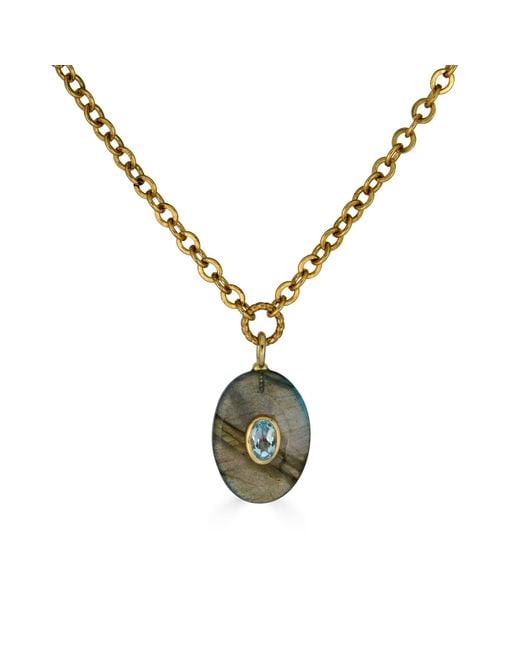 Loni Paul Jewelry Metallic Labradorite & Topaz Inlay Necklace