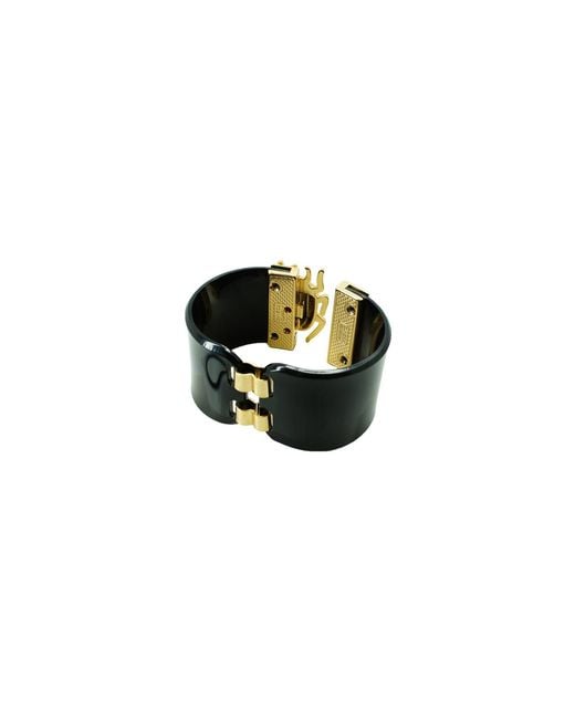 Gissa Bicalho Black Handmade Acrylic Bracelet Scarab Lock