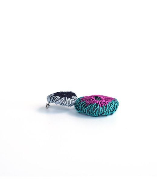 Nana Watanabe Green Coral Egg Embroidery Earrings