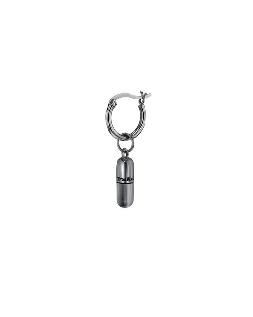 True Rocks Metallic Gun Metal Sterling & 18Kt Plated Mini Skull Charm On Hoop for men