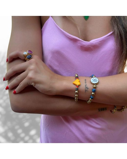 Ebru Jewelry Brown Om Mantra Meditation & Beaded Bracelet