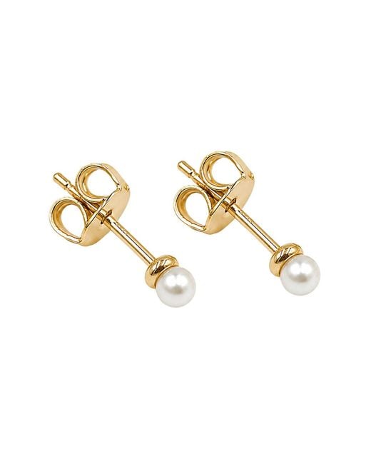 Cier Metallic Pearl Stud Earrings