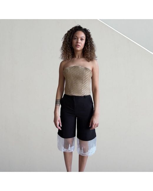 London Atelier Byproduct Natural Neutrals Raffia Multi-Wear Corset Crop Top