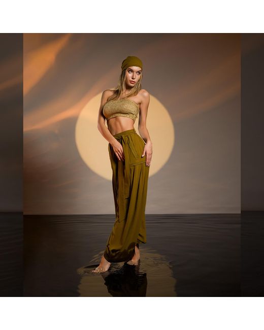 Zhenabia Green Boho Harem Pants