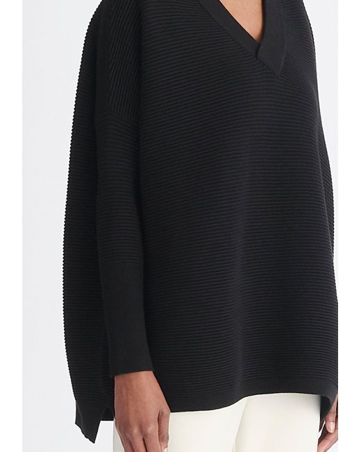 Paisie Black V-Neck Ribbed Jumper