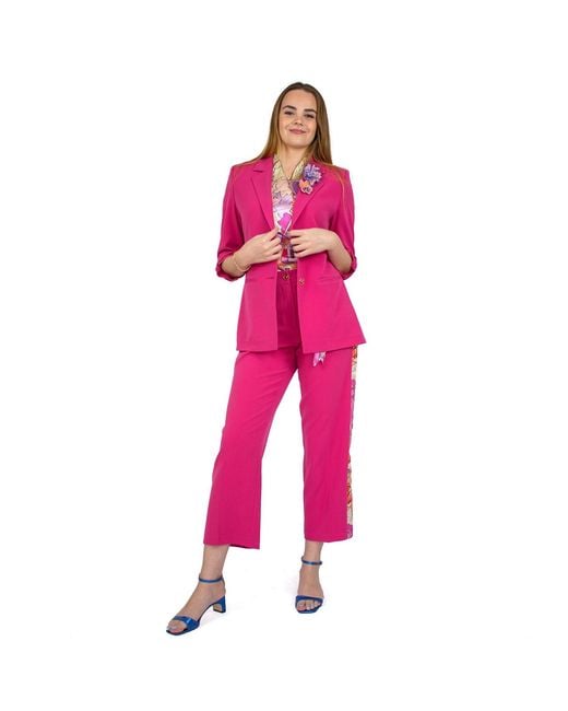Lalipop Design Pink Wide Leg Tailored Cropped Fuchsia Pants