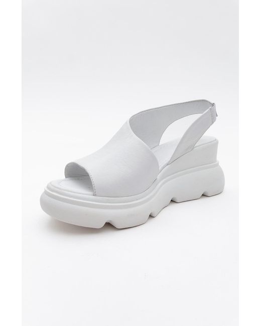 Forever & Always Shoes White Agusto Leather Platform Sandal
