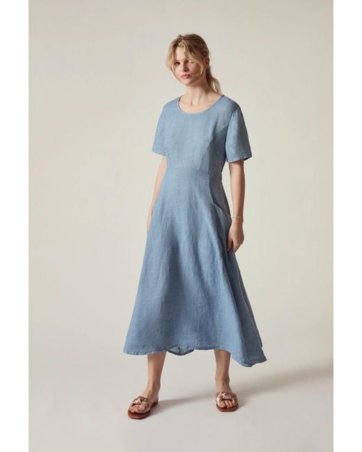 James Lakeland Blue Denim Linen Midi Dress