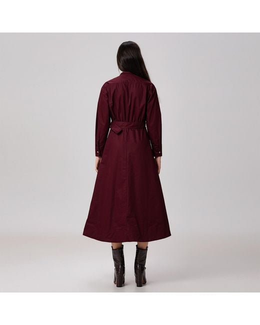 Smart and Joy Structured Cotton Shirt-Dress With Flared Skirt