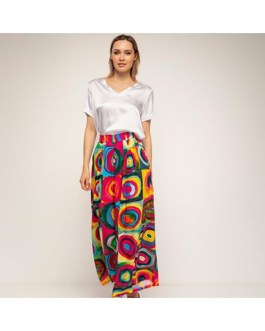 Tantra Spain Sl Multicolored Printed Pleated Pants With Pockets Fucsia