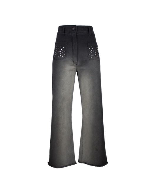 Lalipop Design Gray Gradient Effect Studded Denim Pants
