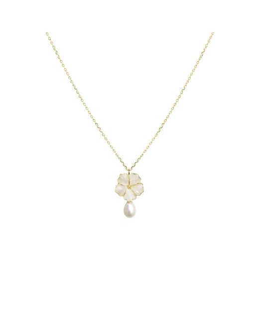 Agora Jewellery Metallic Bavella Mini Drop Pearl Necklace