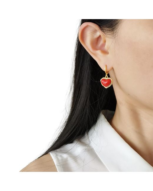 POPORCELAIN Red Porcelain Heart Drop Earrings