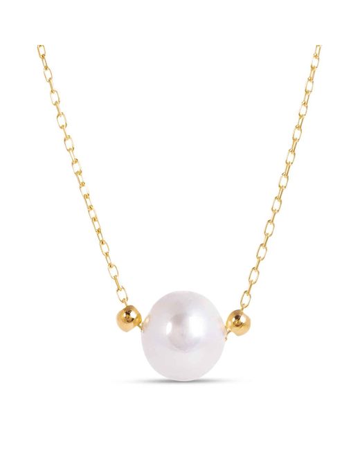 Amadeus Metallic Laura Gold Chain Necklace With White Pearl