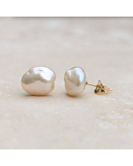 Kiri & Belle White Nova Large Baroque Pearl Drop Filled Earrings
