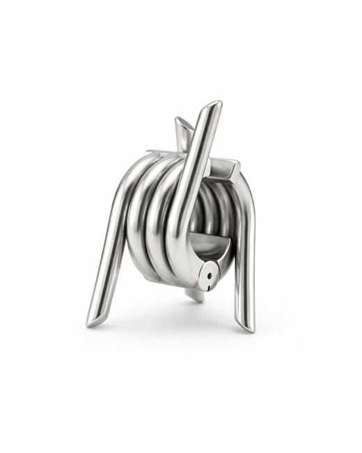 Born in Exile White Statement Barbwire Brass Ear Cuff Half Opening
