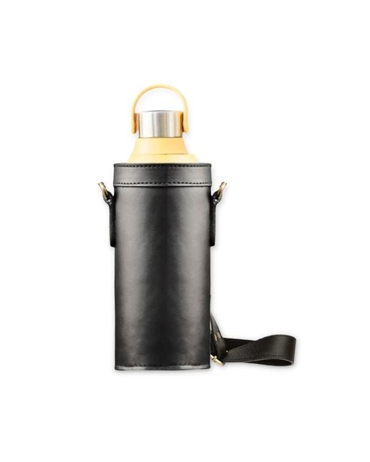 VIDA VIDA Black Leather Water Bottle Holder With Strap