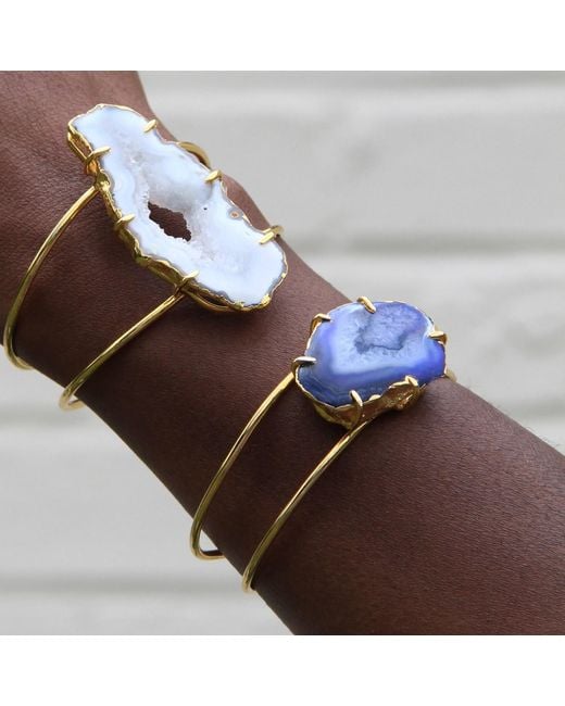 YAA YAA LONDON Multicolor Cobalt Blue Gemstone Deep Love Gold Cuff Bracelet