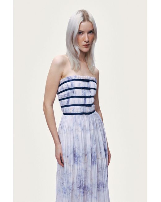 Nocturne White Bow Detail Strapless Midi Dress