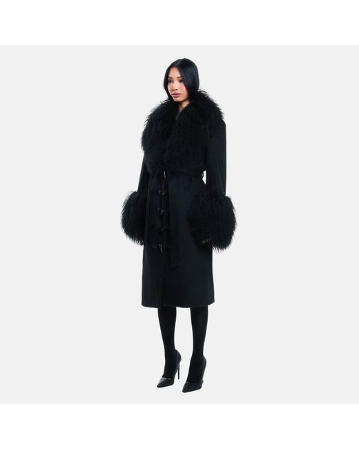 OW Collection Black Frances Wool Coat