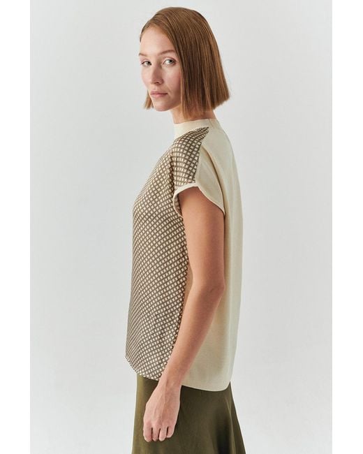 Exquise Gray Penny Sleeve Crew Neck Blouse