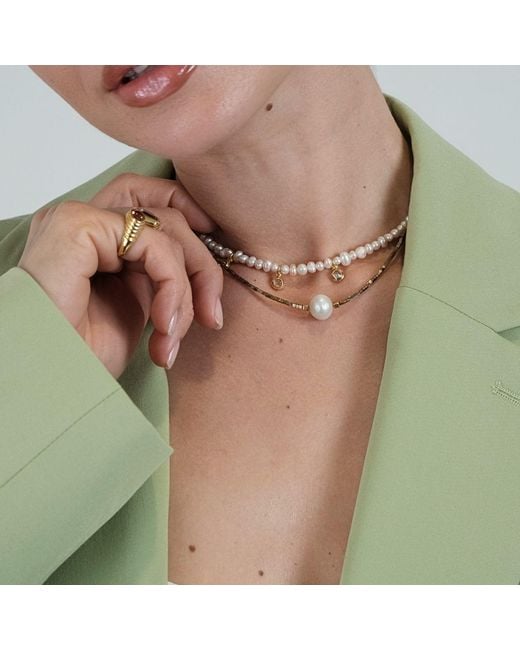 LINYA JEWELLERY Metallic Stone Sand Pearl Necklace