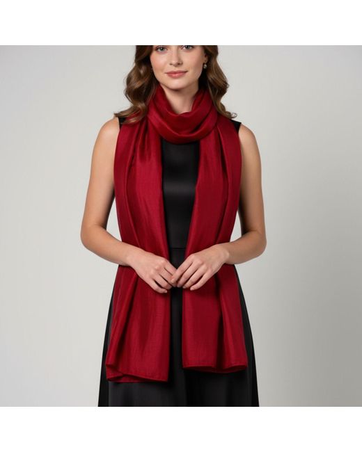 Silk and Bears Red Crimson Silk Scarf – Hand-Dyed Mulberry Silk Shawl, Evening & Occasion Wrap
