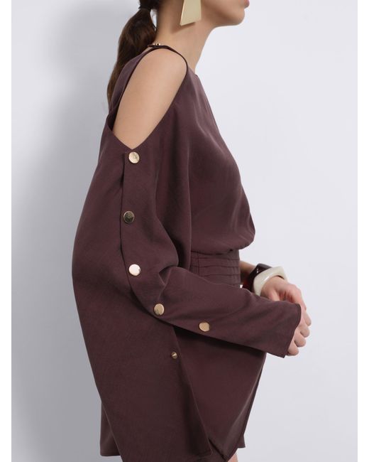 Sélone Brown Mael One-Shoulder Playsuit