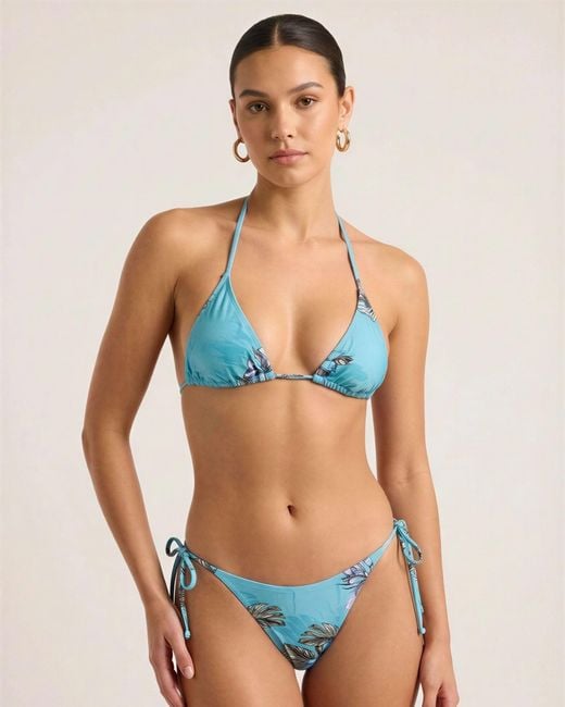 Lords of Harlech Blue Flavia Exotic Floral Bikini Top