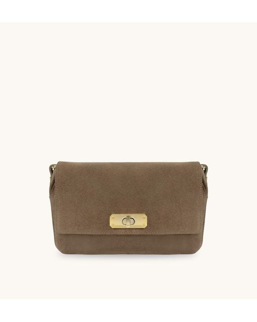 Apatchy London Brown The Maisie Midi Mink Suede Bag